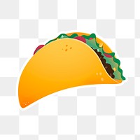 Taco doodle png clipart, Mexican food illustration, transparent background