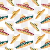 Mexican hat png seamless pattern on transparent background