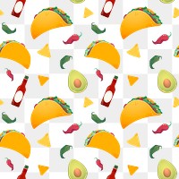 Mexican food png seamless pattern, transparent background