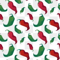 Chili png seamless pattern, transparent background