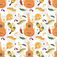 Mexican guitar png seamless pattern on transparent background 