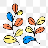 Colorful leaves png doodle design clipart