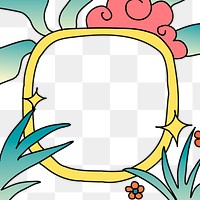 Colorful frame png, cute tropical doodle design