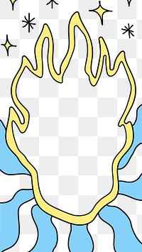 Fire frame png clipart, abstract doodle design transparent background