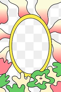 Colorful frame png, yellow oval ring tropical design