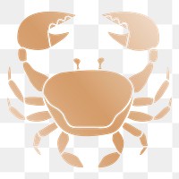 Cancer png zodiac, beige color clipart transparent background