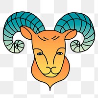 Aries png zodiac, ram animal sticker, transparent background