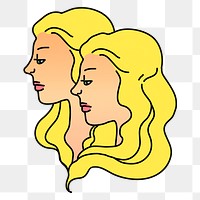 Twins png sticker, Gemini horoscope doodle design