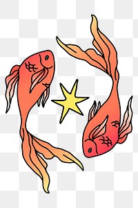 Fish sticker png, Pisces doodle design transparent background