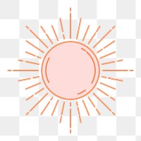 Simple sun png clipart, mystic line art style for planner, transparent background