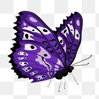 Purple butterfly png sticker, watercolor illustration