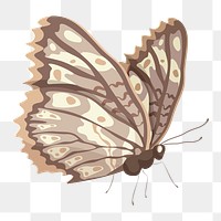 Beige butterfly png sticker, watercolor collage element,  transparent background