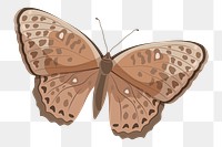 Brown butterfly png sticker, watercolor collage element