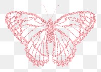 Aesthetic glitter butterfly png collage element, transparent background