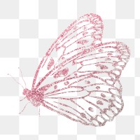 Glitter butterfly png collage element, transparent background