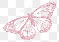 Pink butterfly png collage element, transparent background