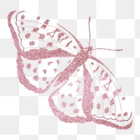 Cute glitter butterfly png collage element, transparent background