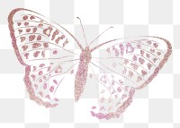 Pink glitter butterfly png collage element, transparent background