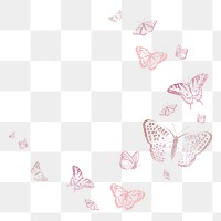 Pink butterfly png border frame, transparent background