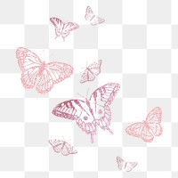 Pink glitter butterfly png border, transparent background