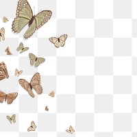 Png beige butterfly border, transparent background