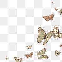 Png beige butterfly border, transparent background