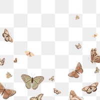 Png aesthetic butterfly border, transparent background