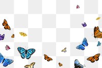 Png aesthetic butterfly border, transparent background