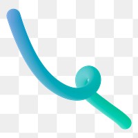 Gradient turquoise squiggle png sticker, 3D render shape