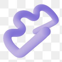 3D purple squiggle png sticker collage element, transparent background