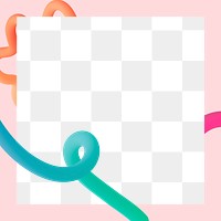 Pink frame png sticker, abstract squiggle pattern