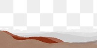 Aesthetic landscape png border, transparent background, brown crayon texture