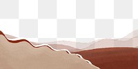 Abstract landscape png border, transparent background, brown chalk texture, nature illustration