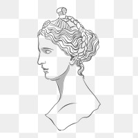 Greek Goddess png sticker, Demeter line art drawing