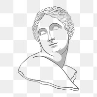 Venus sticker png, line art drawing, roman statue on transparent background