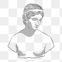 Greek Goddess png sticker, Daphne line art drawing