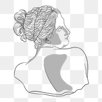 Classical sculpture png sticker, monoline graphic, Naiad on transparent background