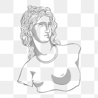 Greek woman png collage element, line art design