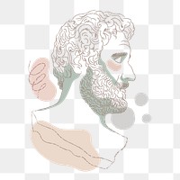 Classical sculpture png sticker, feminine monoline graphic, Antoninus Pius on transparent background