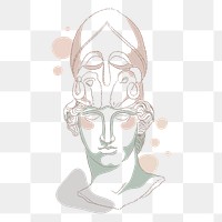 Greek God png sticker, Ares feminine line art drawing