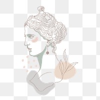 Greek Goddess png sticker, Demeter feminine line art drawing