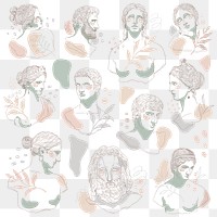 Classical sculpture png sticker, monoline graphic on transparent background