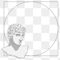 Greek God png frame, Antoninus statue in monoline on transparent background