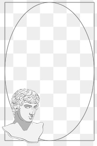 Greek God png frame, Antoninus statue in monoline on transparent background