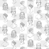 Classical sculpture png pattern background, gods line art design on transparent background