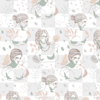 Greek sculpture png pattern background, feminine line art design