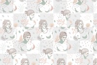 Greek sculpture png pattern background, feminine line art design