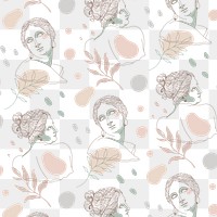 Greek sculpture png pattern background, feminine line art design