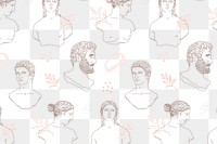 Greek sculpture png pattern background, feminine line art design