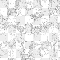 Classical sculpture png pattern background, gods line art design on transparent background